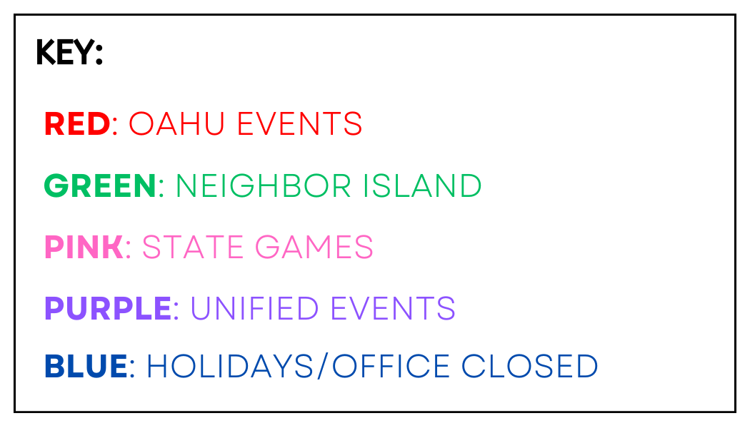 Calendar Special Olympics Hawaii Calendar Special Olympics Hawaii